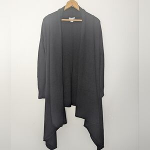 Garnet Hill Women's Small 100% Cashmere Black Waterfall Cardigan Sweater